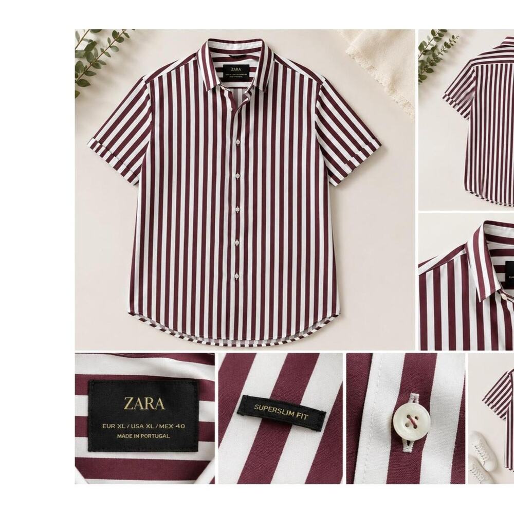 Zara super slim fit extra large vertical stripe shirt .